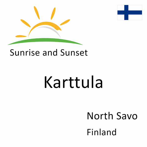 Sunrise and sunset times for Karttula, North Savo, Finland