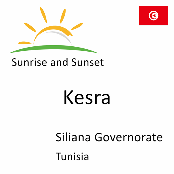 Sunrise and sunset times for Kesra, Siliana Governorate, Tunisia
