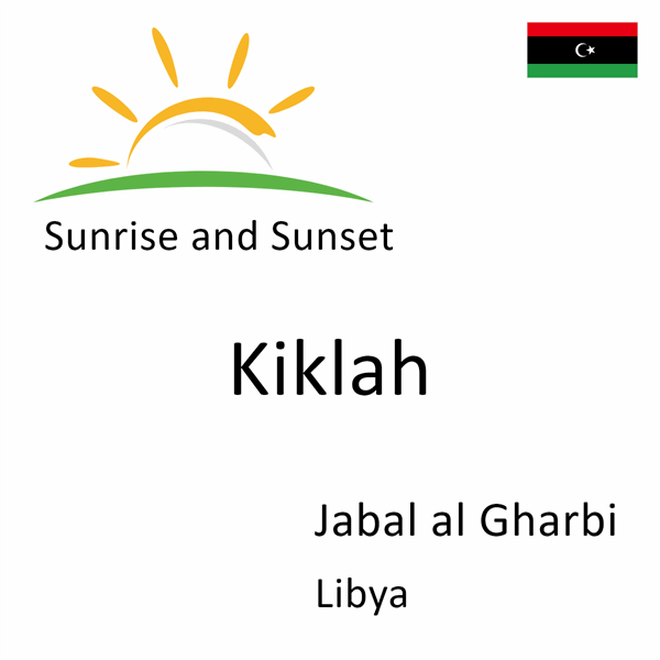 Sunrise and sunset times for Kiklah, Jabal al Gharbi, Libya