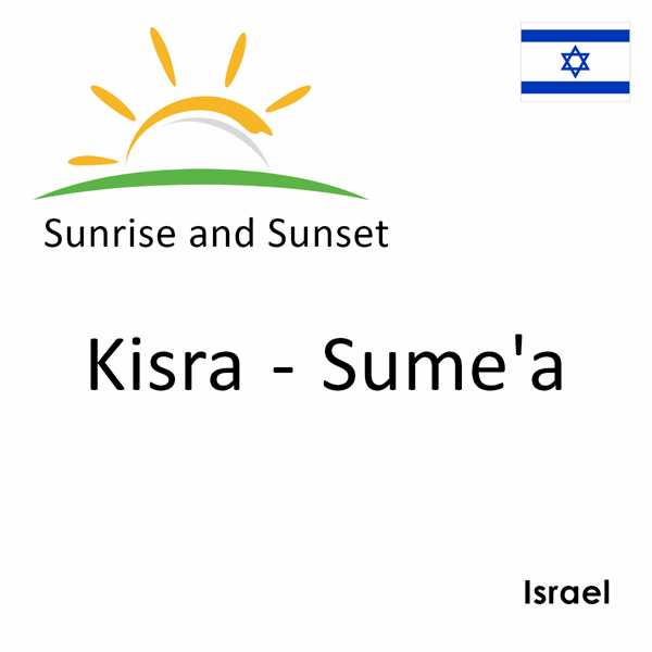 Sunrise and sunset times for Kisra - Sume'a, Israel