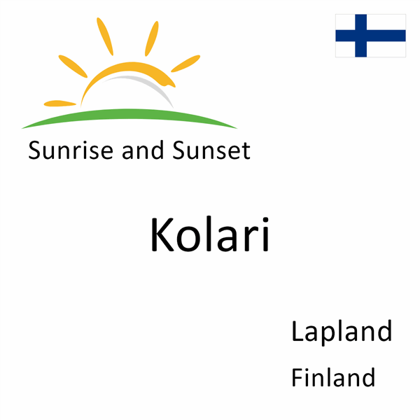 Sunrise and sunset times for Kolari, Lapland, Finland