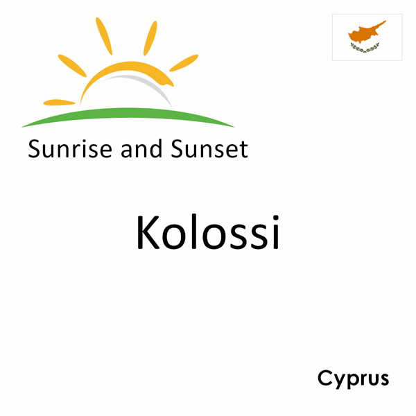 Sunrise and sunset times for Kolossi, Cyprus