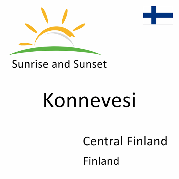 Sunrise and sunset times for Konnevesi, Central Finland, Finland