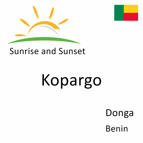 Sunrise and sunset times for Kopargo, Donga, Benin