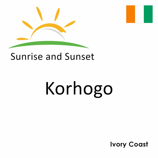 Sunrise and sunset times for Korhogo, Ivory Coast