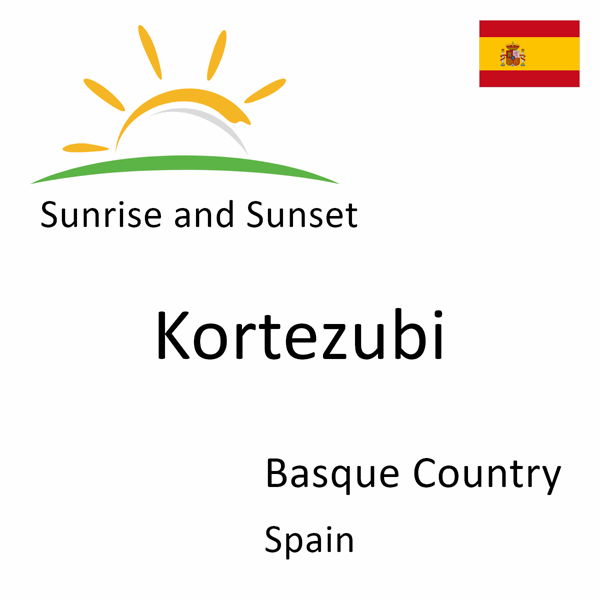 Sunrise and sunset times for Kortezubi, Basque Country, Spain