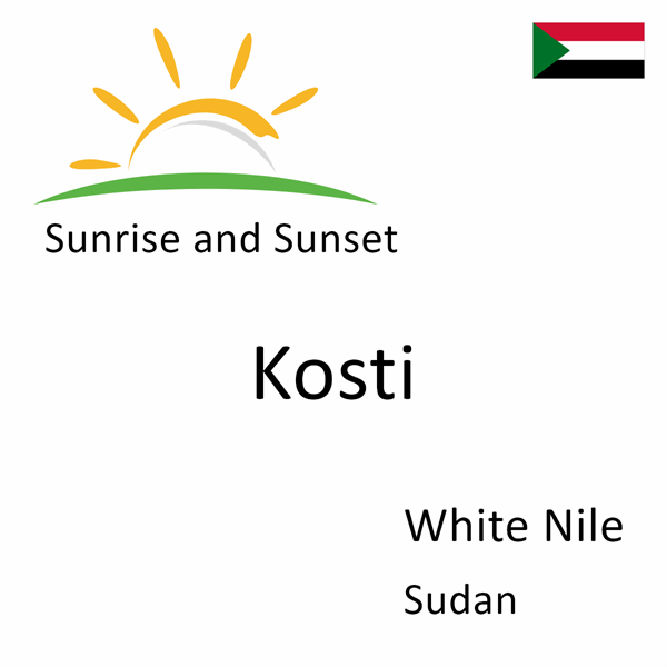 Sunrise and sunset times for Kosti, White Nile, Sudan