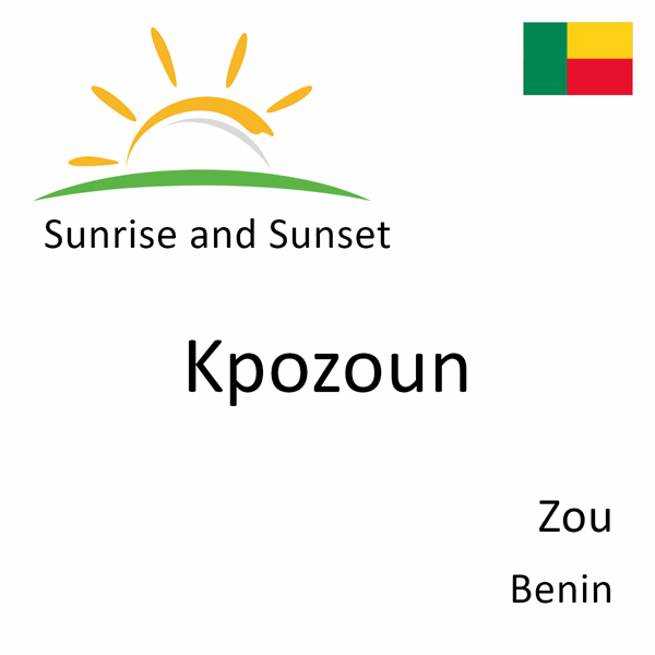 Sunrise and sunset times for Kpozoun, Zou, Benin