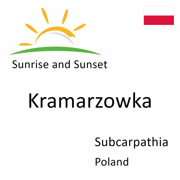 Sunrise and sunset times for Kramarzowka, Subcarpathia, Poland