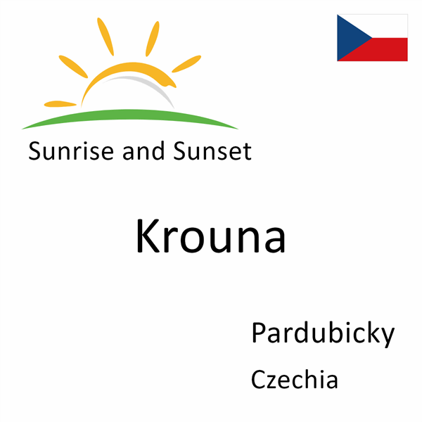 Sunrise and sunset times for Krouna, Pardubicky, Czechia