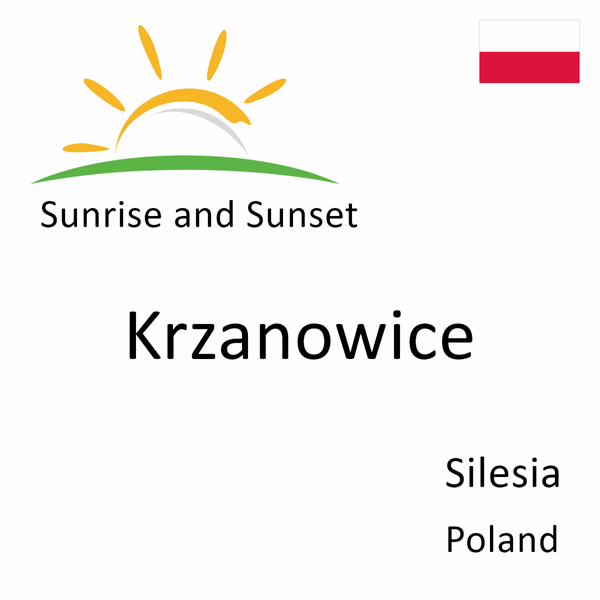 Sunrise and sunset times for Krzanowice, Silesia, Poland