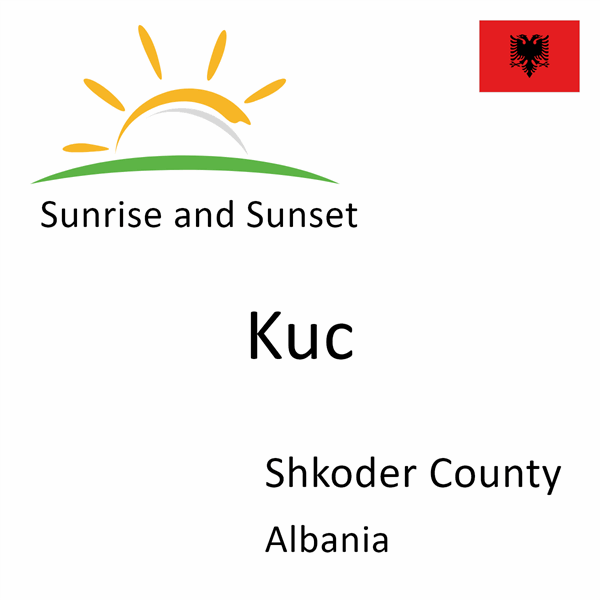 Sunrise and sunset times for Kuc, Shkoder County, Albania