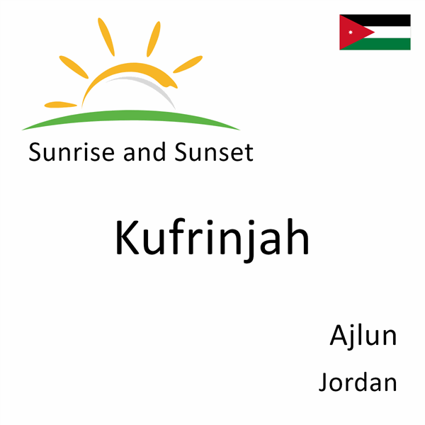 Sunrise and sunset times for Kufrinjah, Ajlun, Jordan