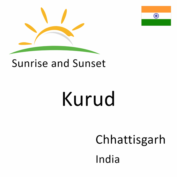 Sunrise and sunset times for Kurud, Chhattisgarh, India