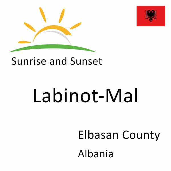 Sunrise and sunset times for Labinot-Mal, Elbasan County, Albania