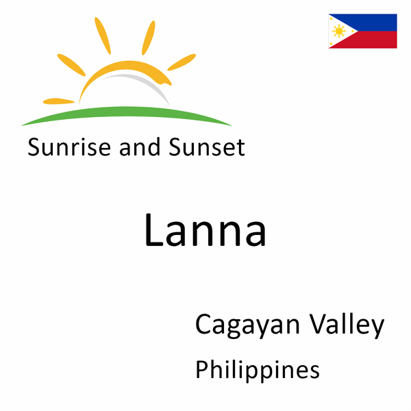 Sunrise and sunset times for Lanna, Cagayan Valley, Philippines