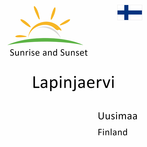 Sunrise and sunset times for Lapinjaervi, Uusimaa, Finland
