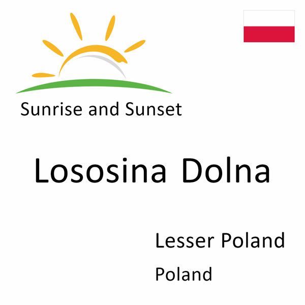 Sunrise and sunset times for Lososina Dolna, Lesser Poland, Poland