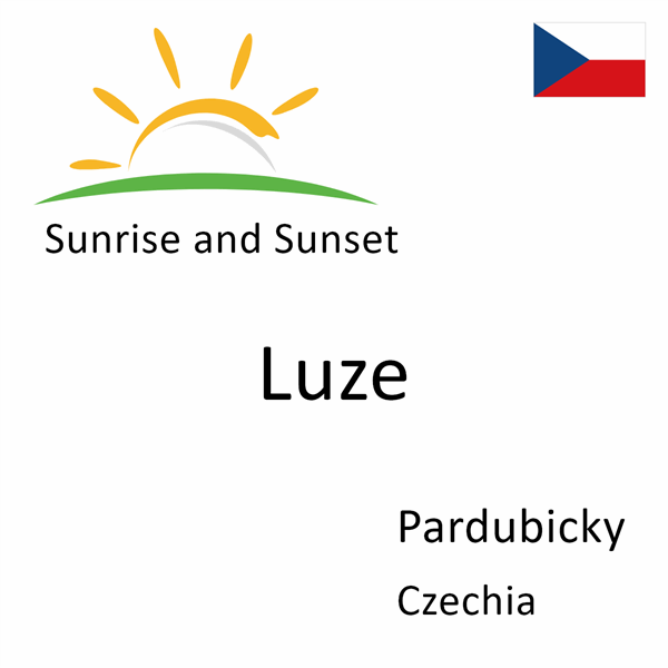 Sunrise and sunset times for Luze, Pardubicky, Czechia