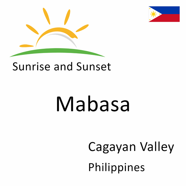 Sunrise and sunset times for Mabasa, Cagayan Valley, Philippines