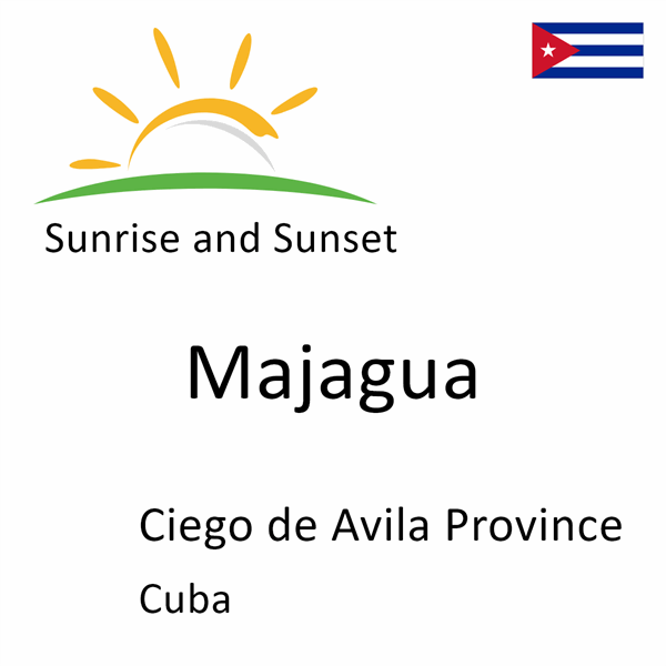 Sunrise and sunset times for Majagua, Ciego de Avila Province, Cuba