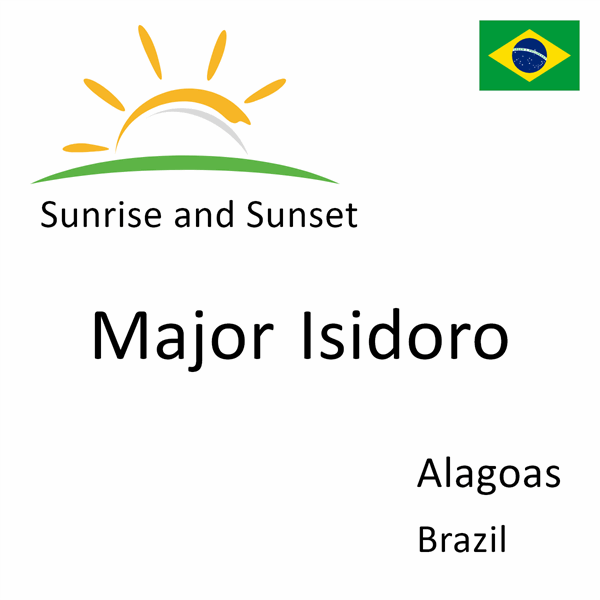 Sunrise and sunset times for Major Isidoro, Alagoas, Brazil