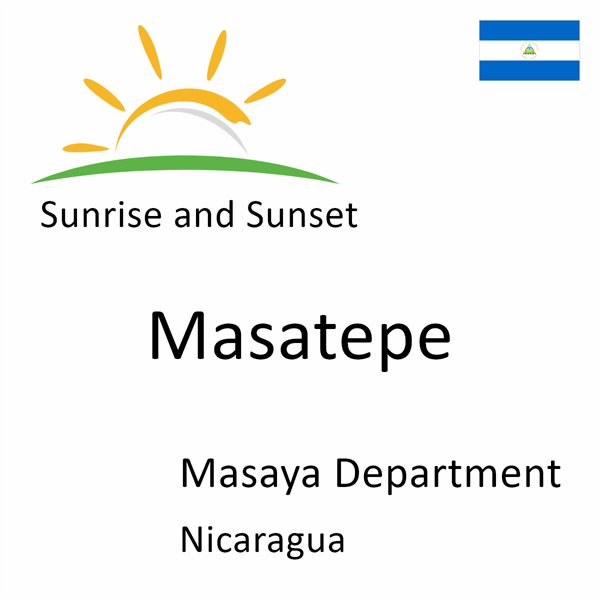 Sunrise and sunset times for Masatepe, Masaya Department, Nicaragua