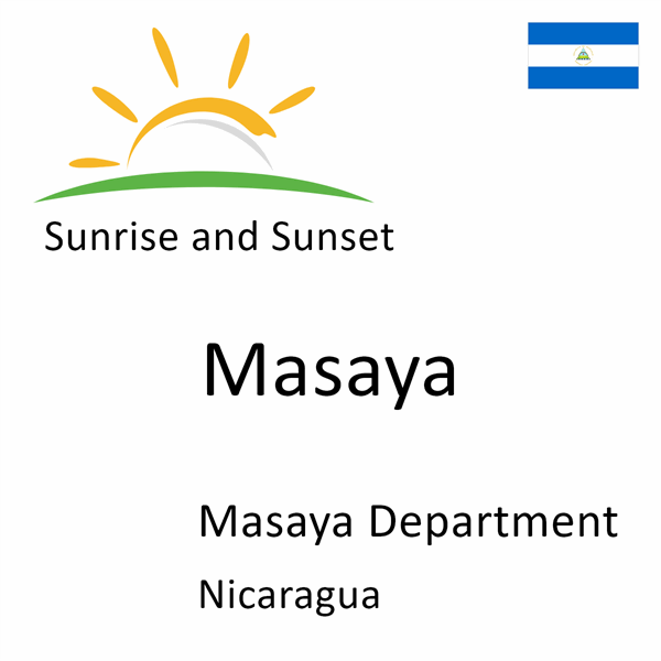 Sunrise and sunset times for Masaya, Masaya Department, Nicaragua