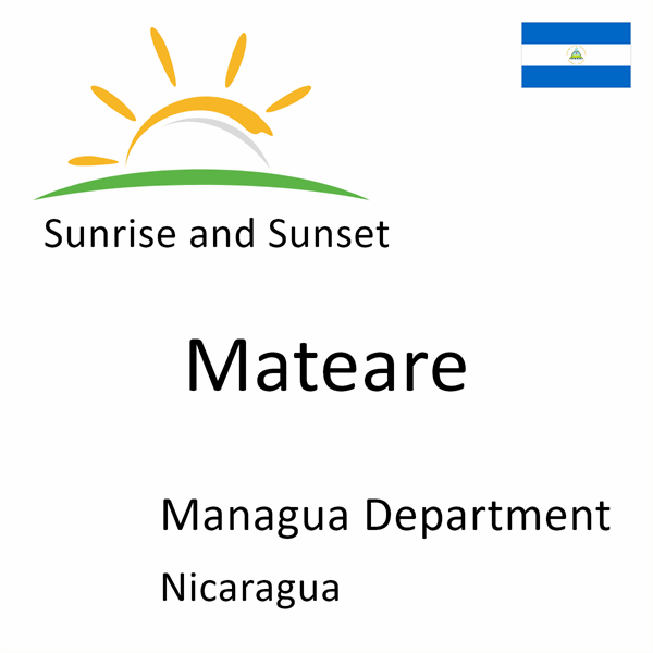 Sunrise and sunset times for Mateare, Managua Department, Nicaragua
