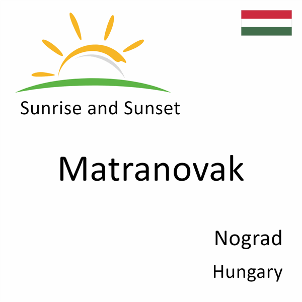 Sunrise and sunset times for Matranovak, Nograd, Hungary