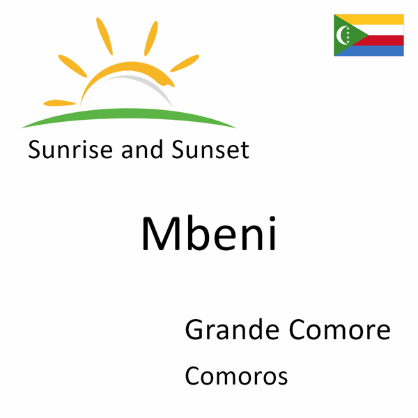 Sunrise and sunset times for Mbeni, Grande Comore, Comoros