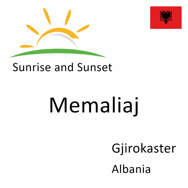 Sunrise and sunset times for Memaliaj, Gjirokaster, Albania