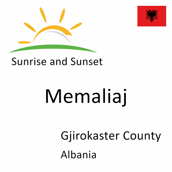 Sunrise and sunset times for Memaliaj, Gjirokaster County, Albania
