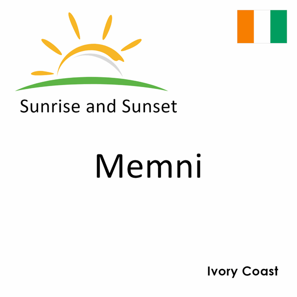 Sunrise and sunset times for Memni, Ivory Coast