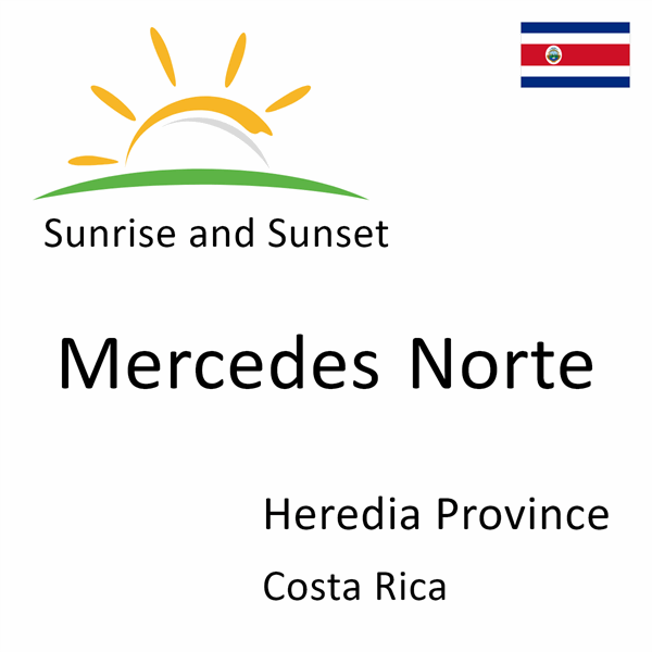 Sunrise and sunset times for Mercedes Norte, Heredia Province, Costa Rica
