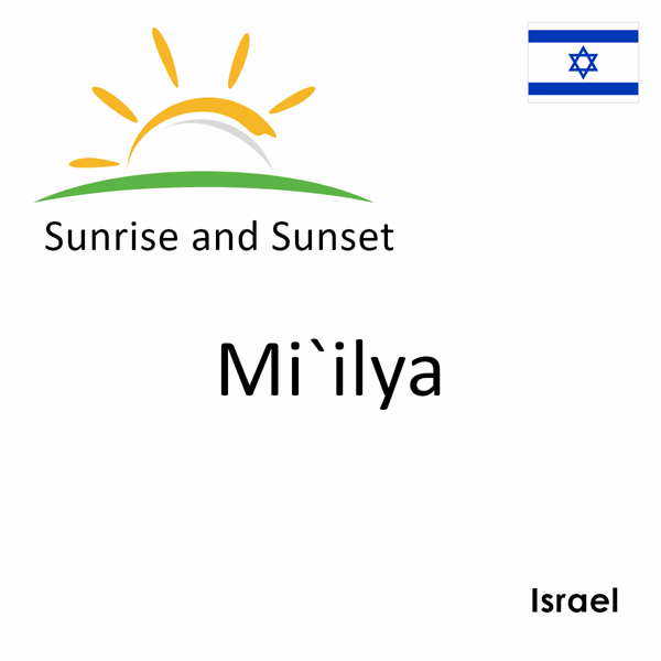 Sunrise and sunset times for Mi`ilya, Israel