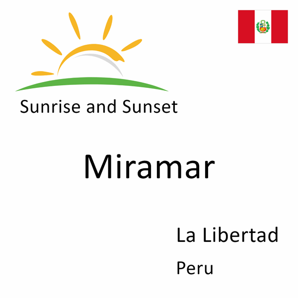 Sunrise and sunset times for Miramar, La Libertad, Peru