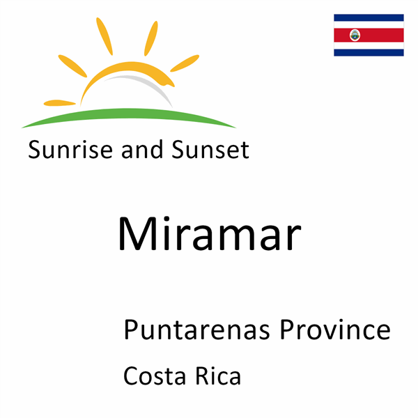 Sunrise and sunset times for Miramar, Puntarenas Province, Costa Rica