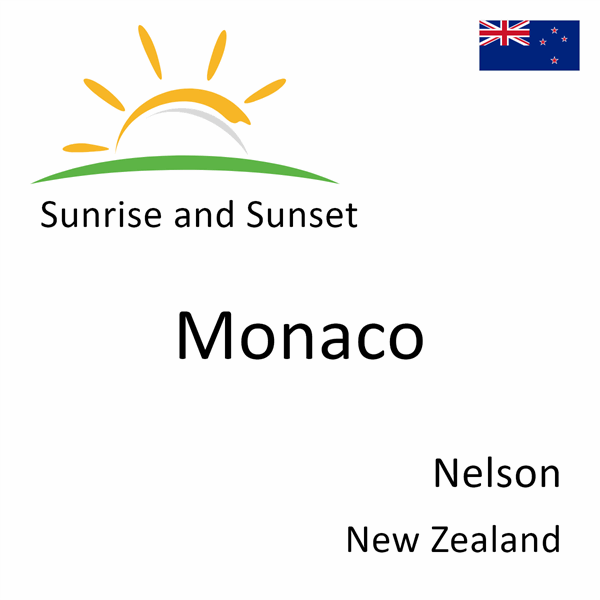 Sunrise and sunset times for Monaco, Nelson, New Zealand