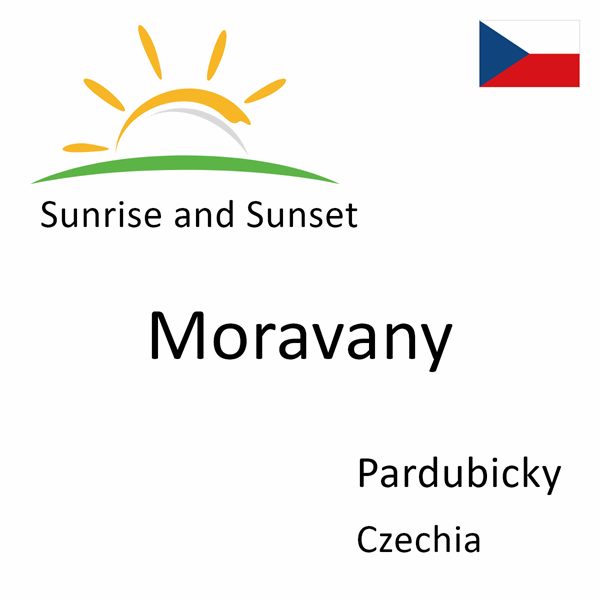 Sunrise and sunset times for Moravany, Pardubicky, Czechia