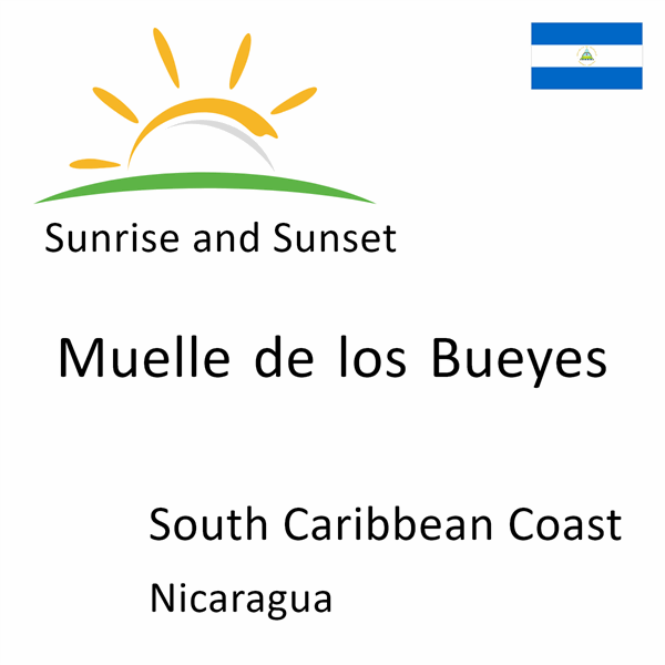 Sunrise and sunset times for Muelle de los Bueyes, South Caribbean Coast, Nicaragua