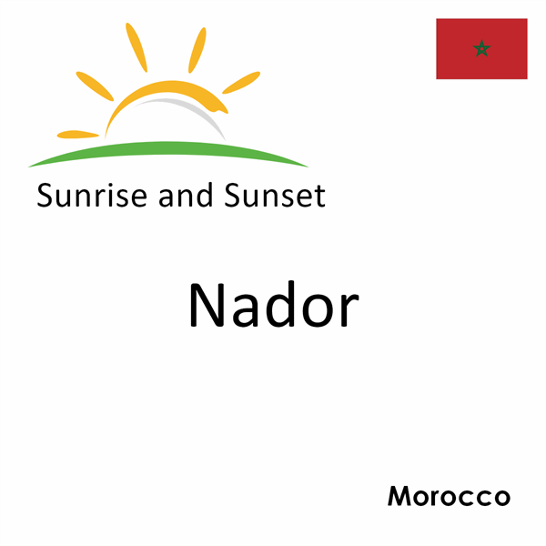 Sunrise and sunset times for Nador, Morocco