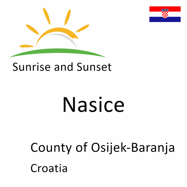 Sunrise and sunset times for Nasice, County of Osijek-Baranja, Croatia