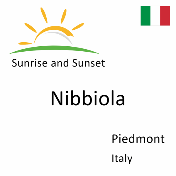 Sunrise and sunset times for Nibbiola, Piedmont, Italy