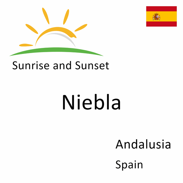 Sunrise and sunset times for Niebla, Andalusia, Spain