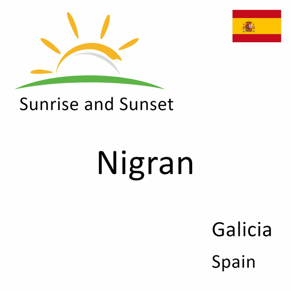 Sunrise and sunset times for Nigran, Galicia, Spain