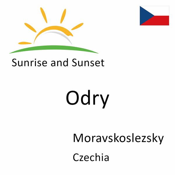 Sunrise and sunset times for Odry, Moravskoslezsky, Czechia