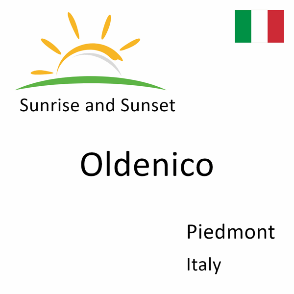 Sunrise and sunset times for Oldenico, Piedmont, Italy