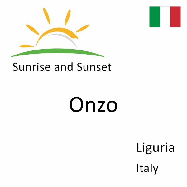 Sunrise and sunset times for Onzo, Liguria, Italy