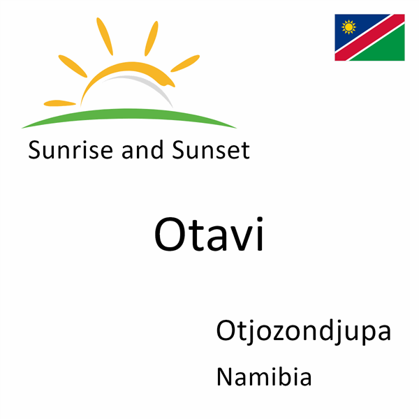 Sunrise and sunset times for Otavi, Otjozondjupa, Namibia